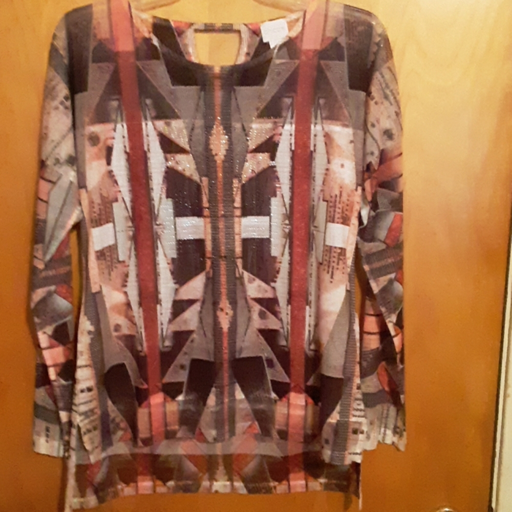 CHICO'S MULTICOLORED TUNIC BLOUSE